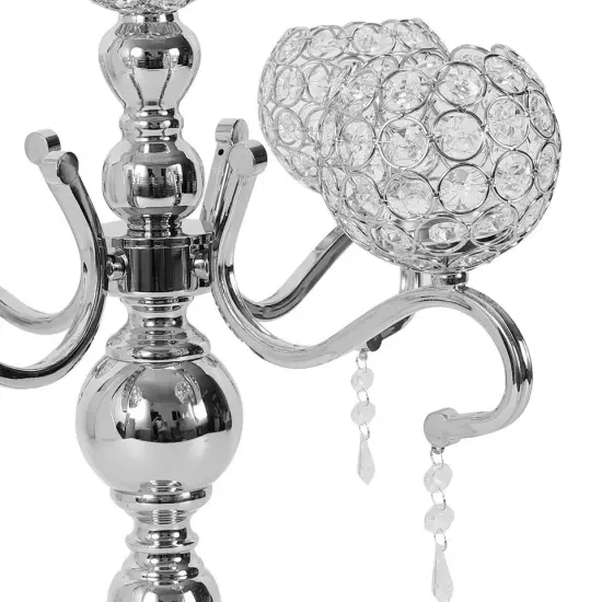 5-Arm Crystal Candelabra Wedding Candle Holder Silver {4}