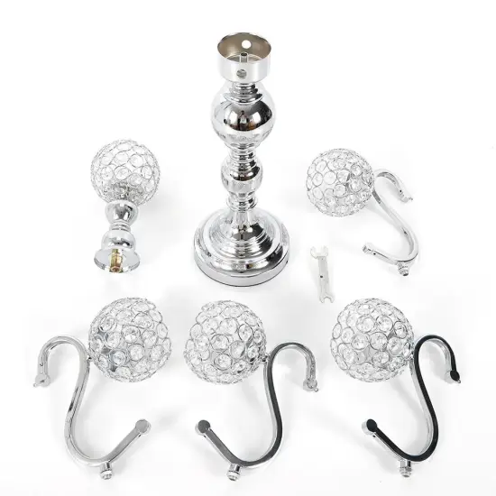5-Arm Crystal Candelabra Wedding Candle Holder Silver {2}