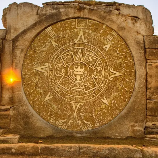 Aztec Mayan Calendar Wood Coaster/Disc qty 1 {2}