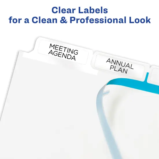 Avery 5 Big Tab Dividers for 3 Ring Binder, Easy Print & Apply Clear Label Strip, Index Maker Customizable White Tabs, 5 Sets (11492) {4}