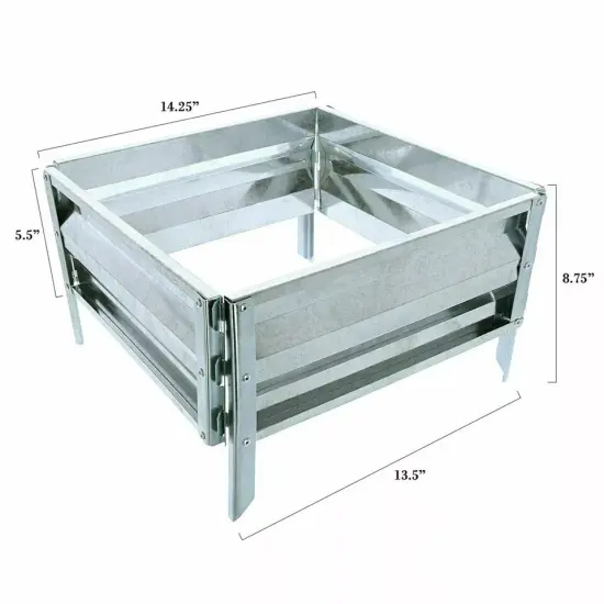 Raised Galvanized Metal Garden Bed Plant Pot Yard Herbs Flowers Outdoor 14 Inch {2}