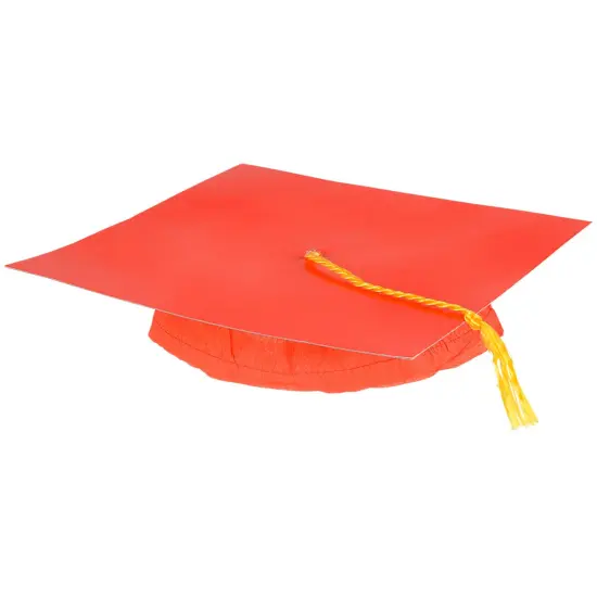 Adults Red Graduation Graduate Cardstock Cap Hat With Tassel Costume Accessory {1}