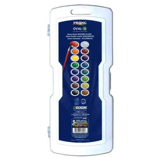 Semi-Moist Watercolor Paint Set, 16-Color Oval Pan with Brush {1}