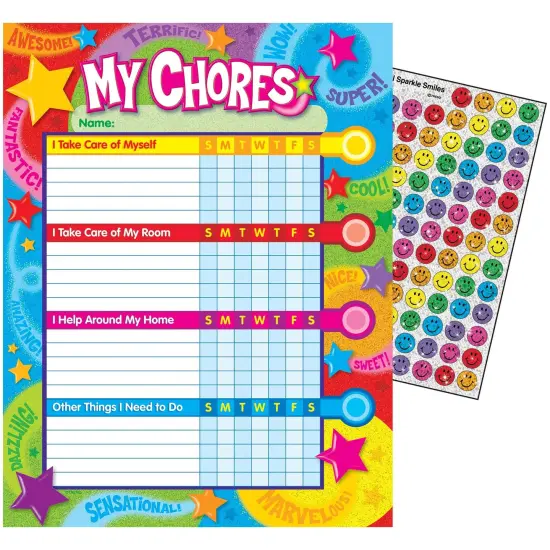 Praise Words 'n Stars Chore Charts, 25 Sheets Per Pad, Pack of 3 {3}