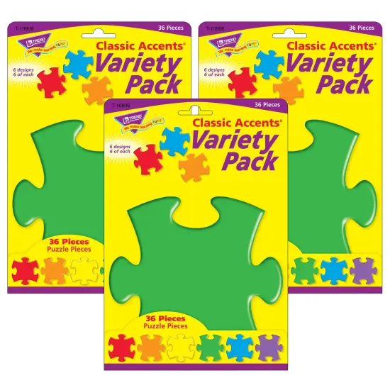 Puzzle Pieces Classic Accents&reg; Variety Pack, 36 Per Pack, 6 Packs {1}