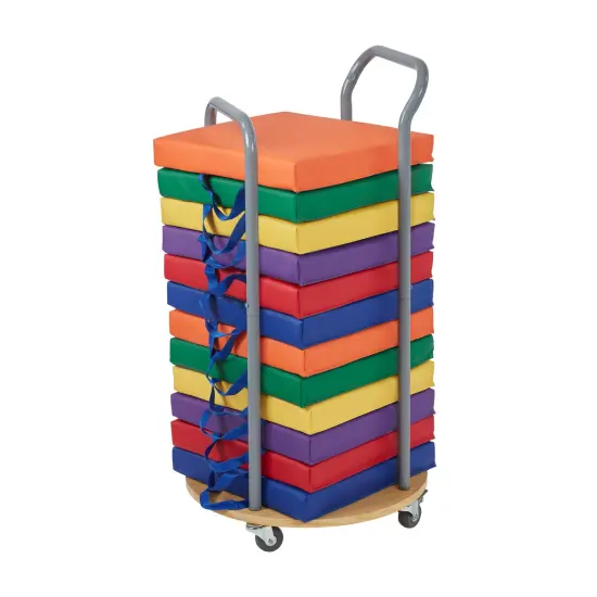 Mobile Cushion Cart and SoftZone Square Floor Cushions, Flexible Seating Assorted {7}