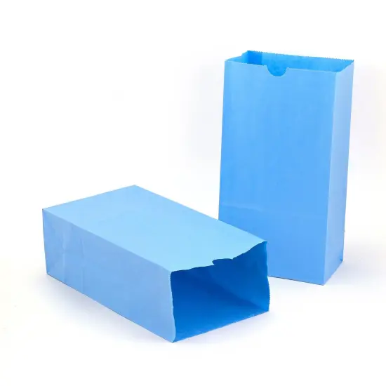 Gusseted Paper Bags, #6 (6" x 3.5" x 11"), Blue, Pack of 50 {1}