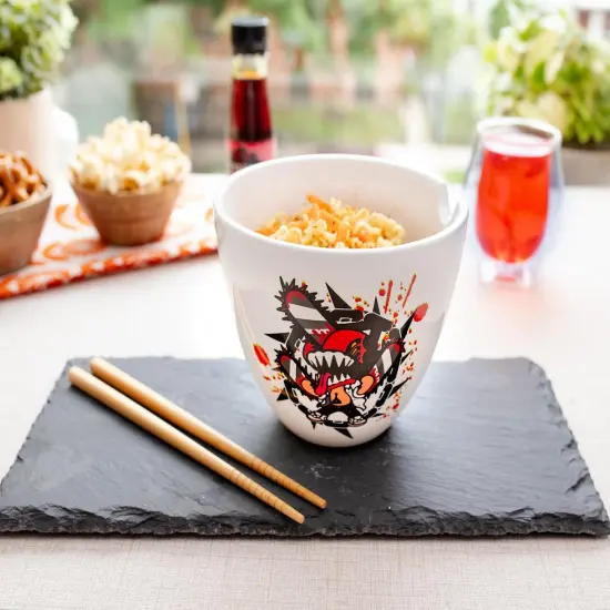 Chainsaw Man 16-Ounce Ceramic Ramen Bowl and Chopstick Set {7}