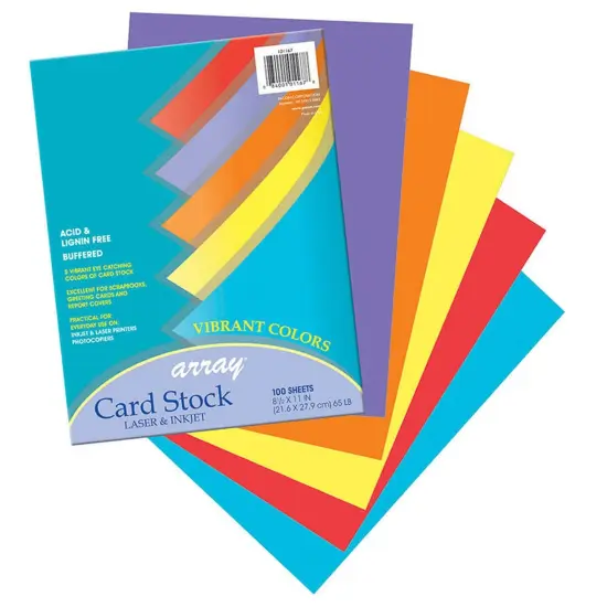 Vibrant Card Stock, 5 Assorted Colors, 8-1/2" x 11", 100 Sheets {1}