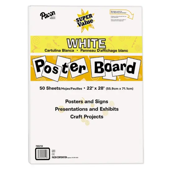 Super Value Poster Board, White, 22" x 28", 50 Sheets {1}