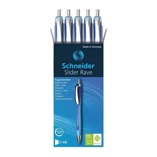 Rave Retractable Ballpoint Pen, ViscoGlide Ink, 1.4 mm, Blue, Pack of 5 {2}
