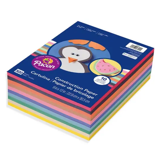 Lightweight Construction Paper, 10 Assorted Colors, 9" x 12", 500 Sheets {1}