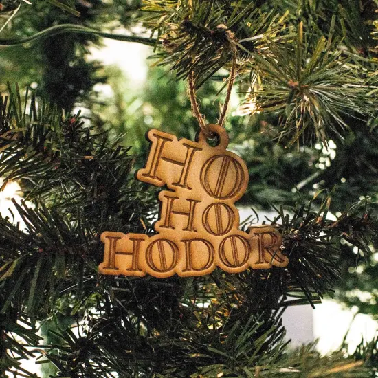 Ornament - Ho Ho Hodor Raw Wood 3x4in {2}