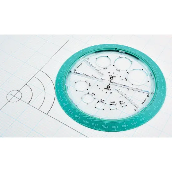 Angle & Circle Maker with Integrated Circle Templates, 360 Degree, 6 Inch/15cm, Assorted Colors, Pack of 5 {2}