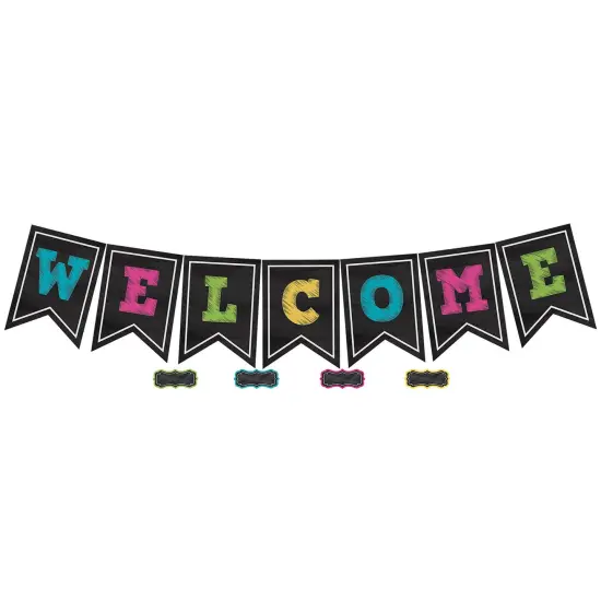 Chalkboard Brights Pennants Welcome Bulletin Board Display, Pack of 2 {2}