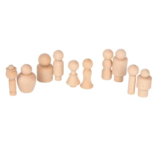 Wooden Community Figures - Set of 10 - For Ages 18m+ - Wooden Peg Dolls for Kids - 10 Different Shapes - Loose Parts Wooden Toys for Toddlers {3}