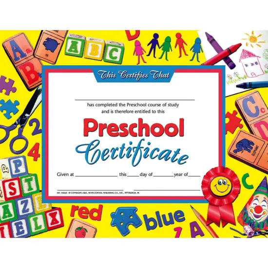 Preschool Certificate, 8.5" x 11", 30 Per Pack, 3 Packs {2}