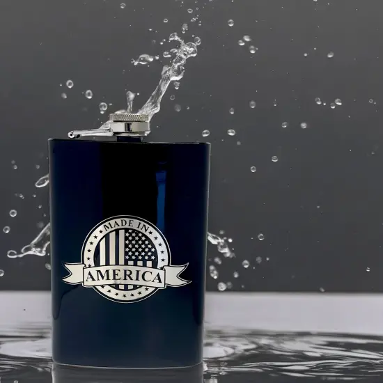 8oz BLACK Made in America Flask {4}