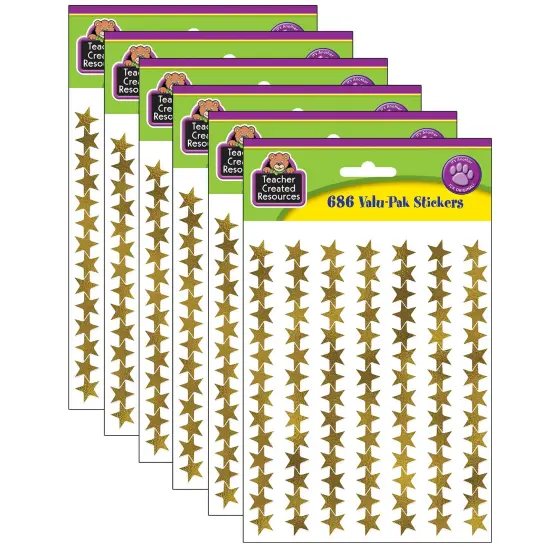 Gold Foil Star Stickers Valu-Pak, 686 Per Pack, 6 Packs {1}