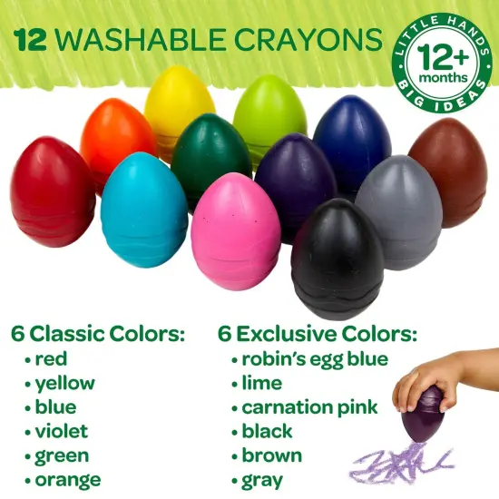 Washable Palm-Grasp Crayons, Pack of 12 {3}