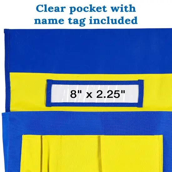 Carson Dellosa 6-Pack Yellow & Blue Chairback Buddy Pocket Chart Set, 15" x 19" Back of Chair School Supplies Pocket Organizer With Name Tag and 6 Chair Pockets for Classrooms, Classroom Organization {3}