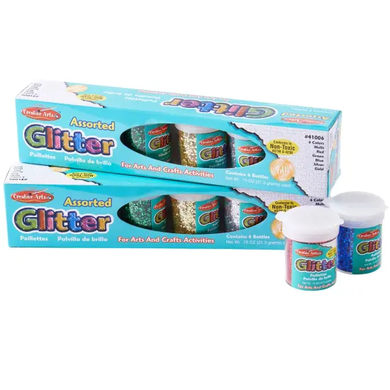 Creative Arts by Charles Leonard Glitter, Assorted Colors, .75 oz. Shakers, Pack of 12 {1}