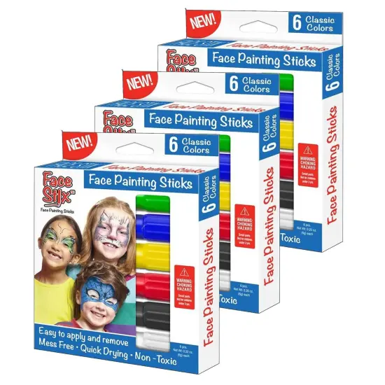 Face Painting Sticks, 6 Colors Per Pack, 3 Packs {1}