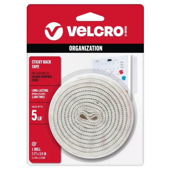 VELCRO(R) Brand Sticky Back Tape .75"X5'-White {1}