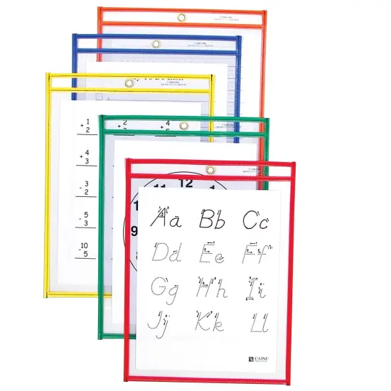 Reusable Dry Erase Pockets, Primary Colors, 9 x 12, Pack of 10 {2}
