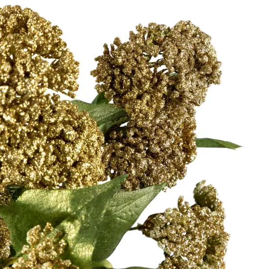 Allstate Glittered Snowball Artificial Christmas Spray - 18" - Champagne Gold {5}