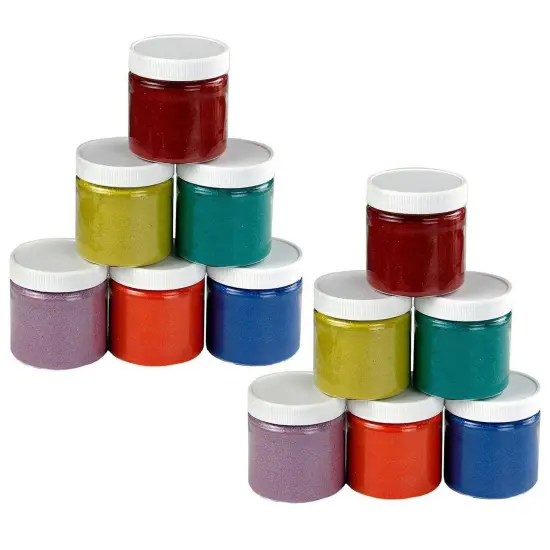 Colored Sand, 6 oz. Jars, 6 Colors Per Pack, 2 Packs {1}