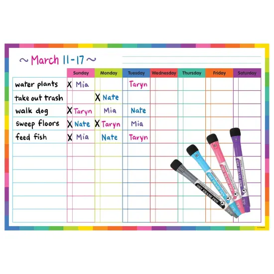 Colorful Dry-Erase Magnetic Task Chart {3}