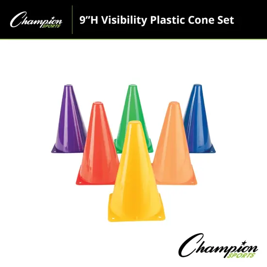 High Visibility Plastic Cone Set, Assorted Fluorescent Colors, 6 Per Set, 2 Sets {4}