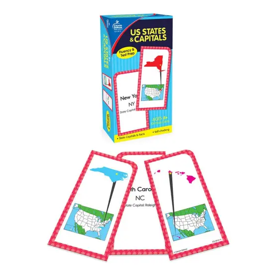 U.S. States & Capitals Flash Cards, Grade 3-5, Pack of 3 {2}
