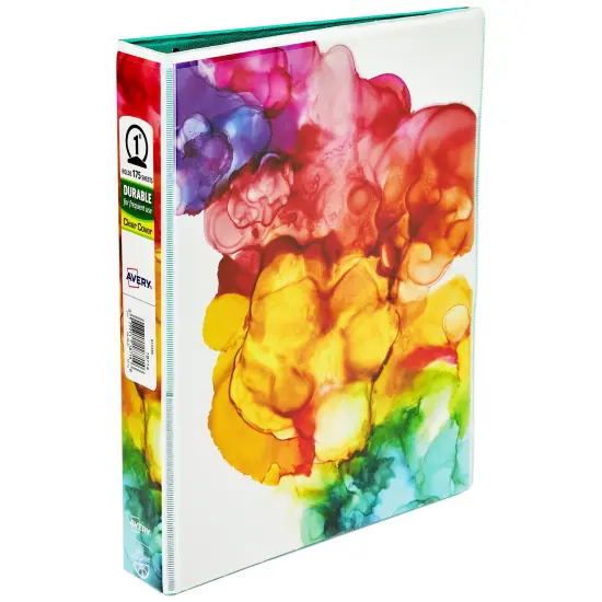 Avery + Amy Tangerine Designer Collection Mini Binder, 5.5" x 8.5", 1 Inch Round Rings, Rainbow Inkblot, 1 Mini 3 Ring Binder (18714) {1}