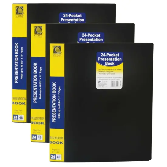 Bound Sheet Protector Presentation Book, 24-Pocket, Pack of 3 {1}