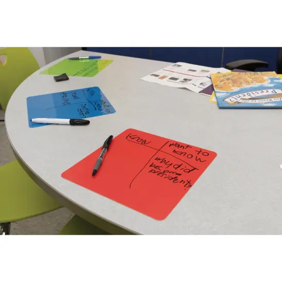 Self-Stick Dry Erase Squares, 5 Assorted Colors, 10" x 10", 10 Count {4}