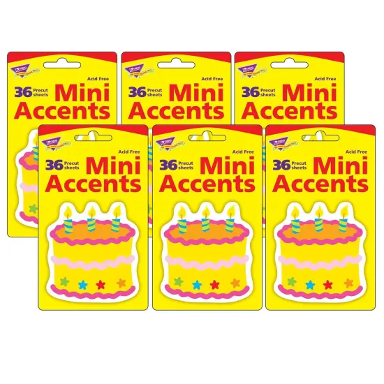 Birthday Cake Mini Accents, 36 Per Pack, 6 Packs {1}