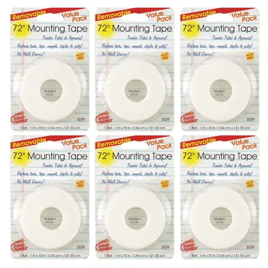 Removable Mounting Tape, 1" x 72", 6 Rolls {1}