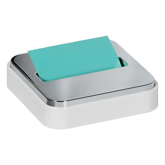 Note Dispenser for 3 in x 3 in Notes, White Base with Steel Top {1}