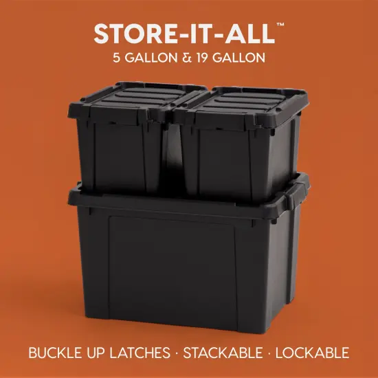 IRIS USA 6 Pack 76qt/19gal Heavy-Duty Storage Plastic Bin Tote Container, Black {4}