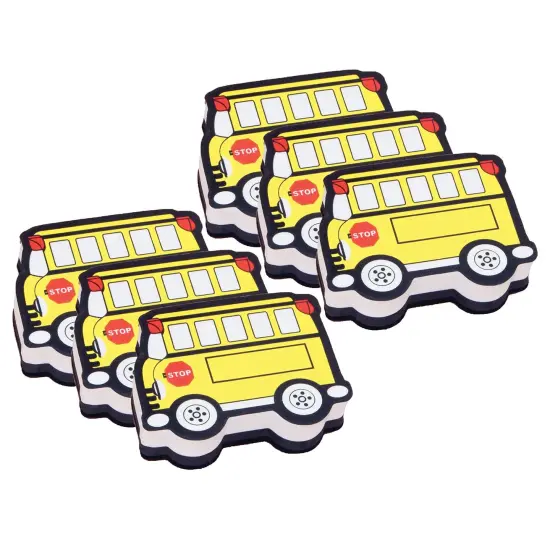 Magnetic Whiteboard Eraser, School Bus, Pack of 6 {1}
