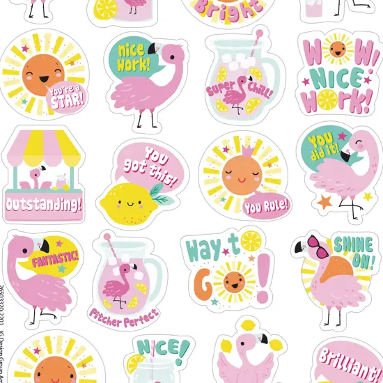 Flamingo Strawberry Lemonade Scented Stickers, 80 Per Pack, 6 Packs {3}