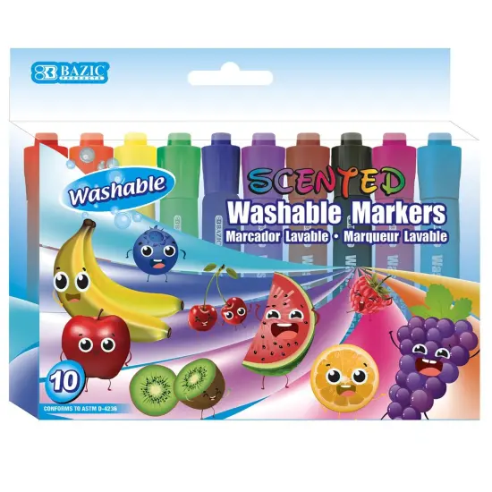 Washable Markers, Scented, 10 Colors Per Pack, 6 Packs {2}