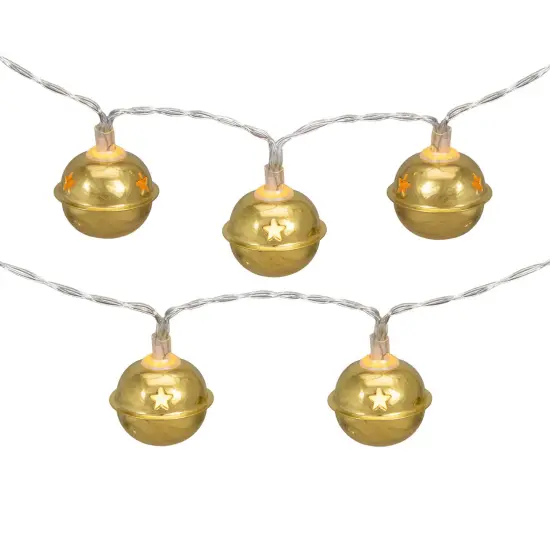 Northlight LED Christmas Bells Fairy Lights - 5.5' - Clear Wire - Gold - 10ct {3}