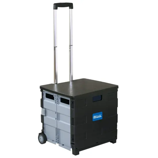 Folding Cart on Wheels w/Lid Cover, 16" x 18" x 15", Black/Gray {5}
