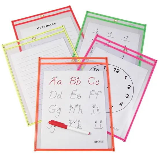 Reusable Dry Erase Pockets, Neon Colors, 9 x 12, Pack of 10 {1}