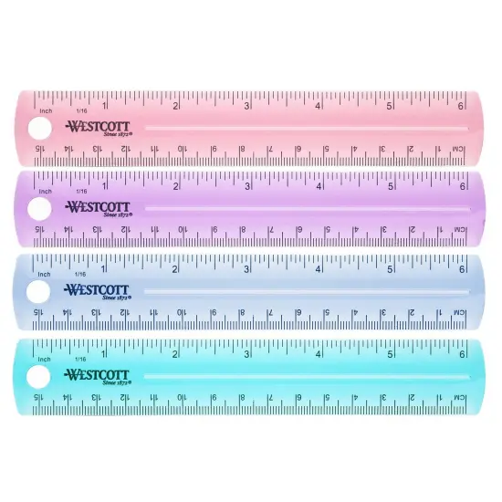 Plastic Ruler, 6 in, Assorted Colors, Pack of 36 {2}