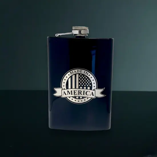 8oz BLACK Made in America Flask {5}