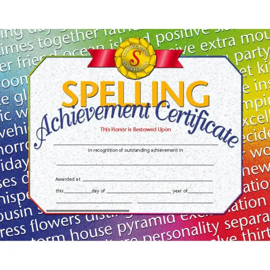 Spelling Achievement Certificate, 30 Per Pack, 3 Packs {2}